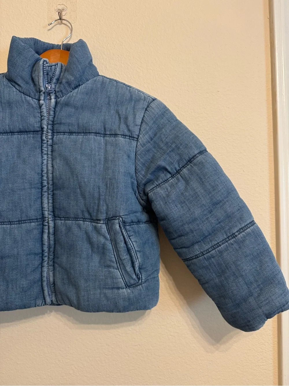 Gap Kids Cozy-Lined Denim Puffer Jacket